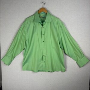 Robert Graham Button Up Mens 2XL Long Sleeve Flip Cuff Green Cotton Maximalist